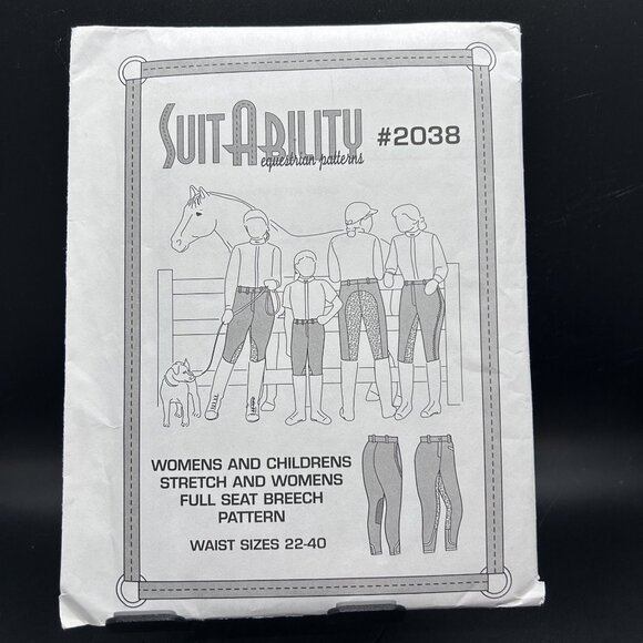 SuitAbility 2038 “Riding Breech & Full Seat Stretch” (22-40)Sewing Pattern Uncut - Picture 1 of 5